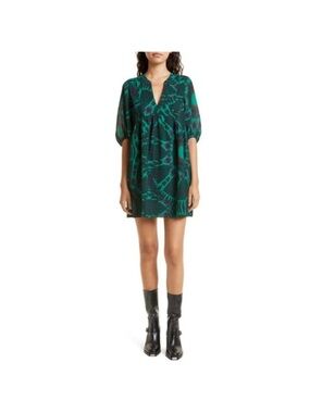 ba&sh Teal, Black & Purple Abstract Printed Wrap Top